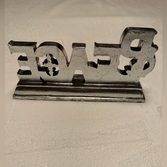 Vintage Silver Peace ☮️ Decor 10”x5.25x2.25 - Picture 5 of 10